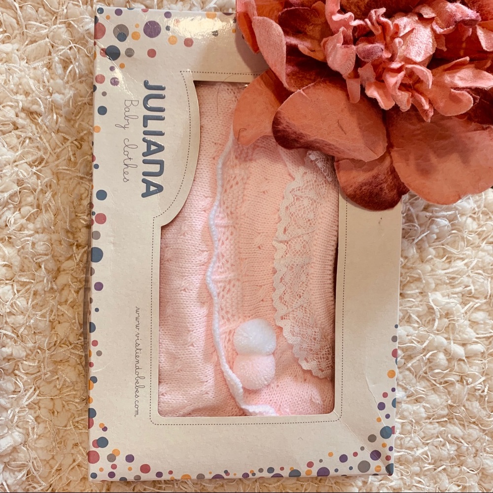 European designer pink baby sweater romper 6-12 m